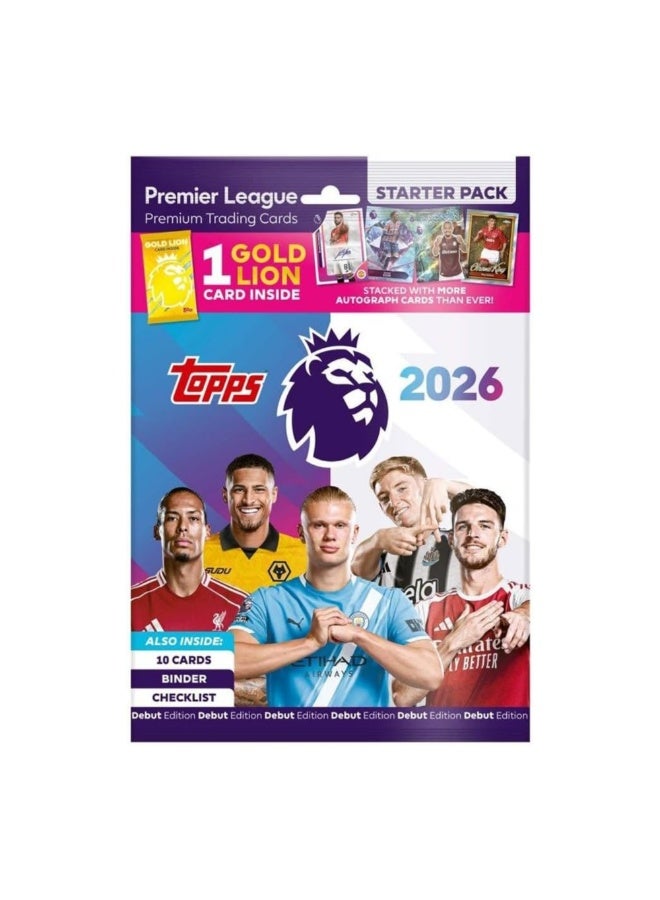 Topps Premier League 2025/2026 Collectible Football Trading Cards, Starter Pack with 10 Cards with 3 or more Special Insert Cards per Pack, Binder, Checklist & Guide, Officially Licensed Product - Image 1